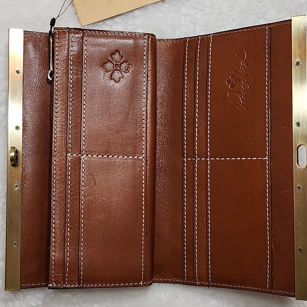 NWT Patricia Nash Cauchy Tooed Leather Frame Wallet Tan  Florence color pattern - Picture 12 of 16